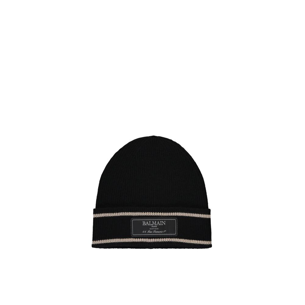 Balmain Black Merino Wool Beanie | Regal Royce