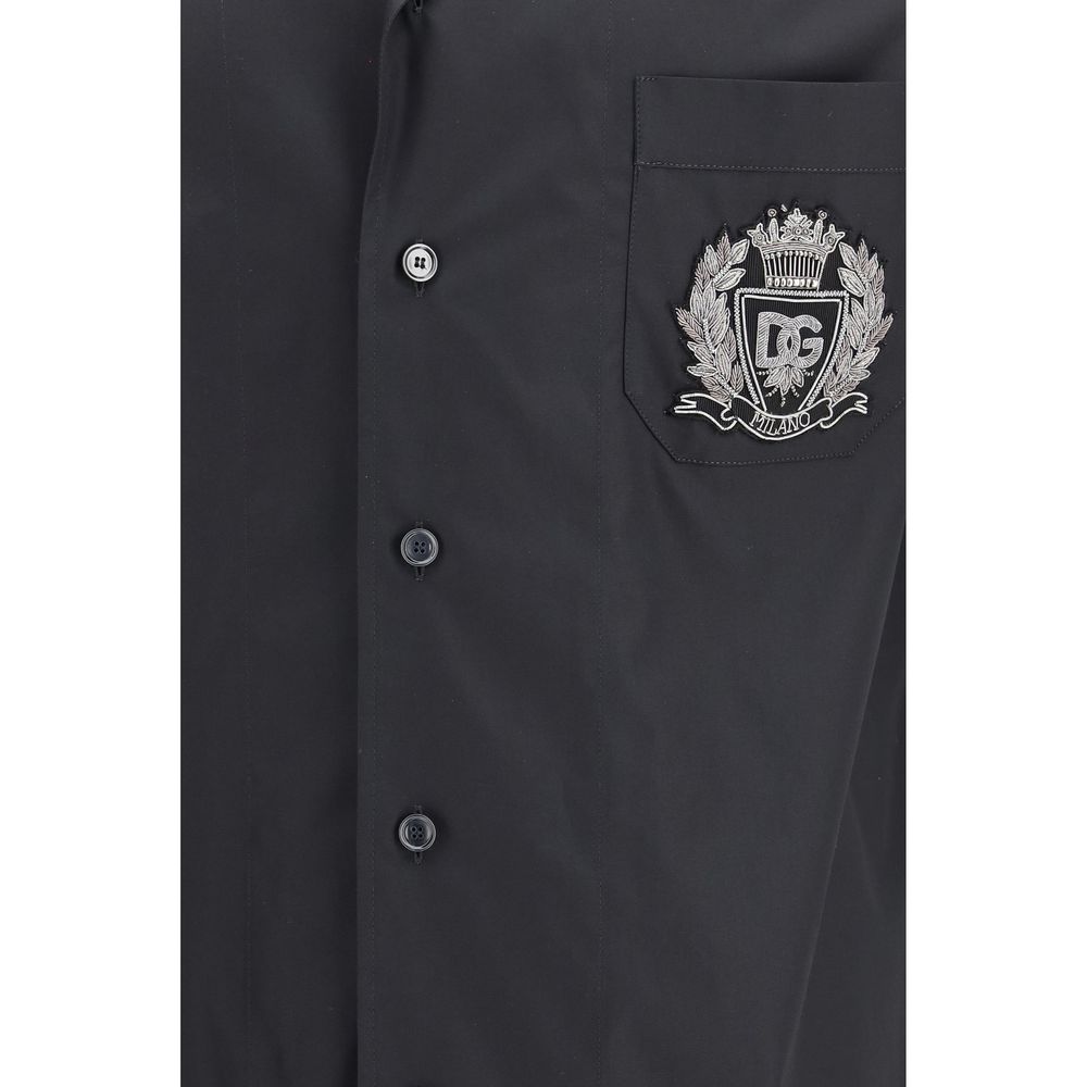 Dolce & Gabbana Black Cotton Shortsleeve Shirt | Regal Royce