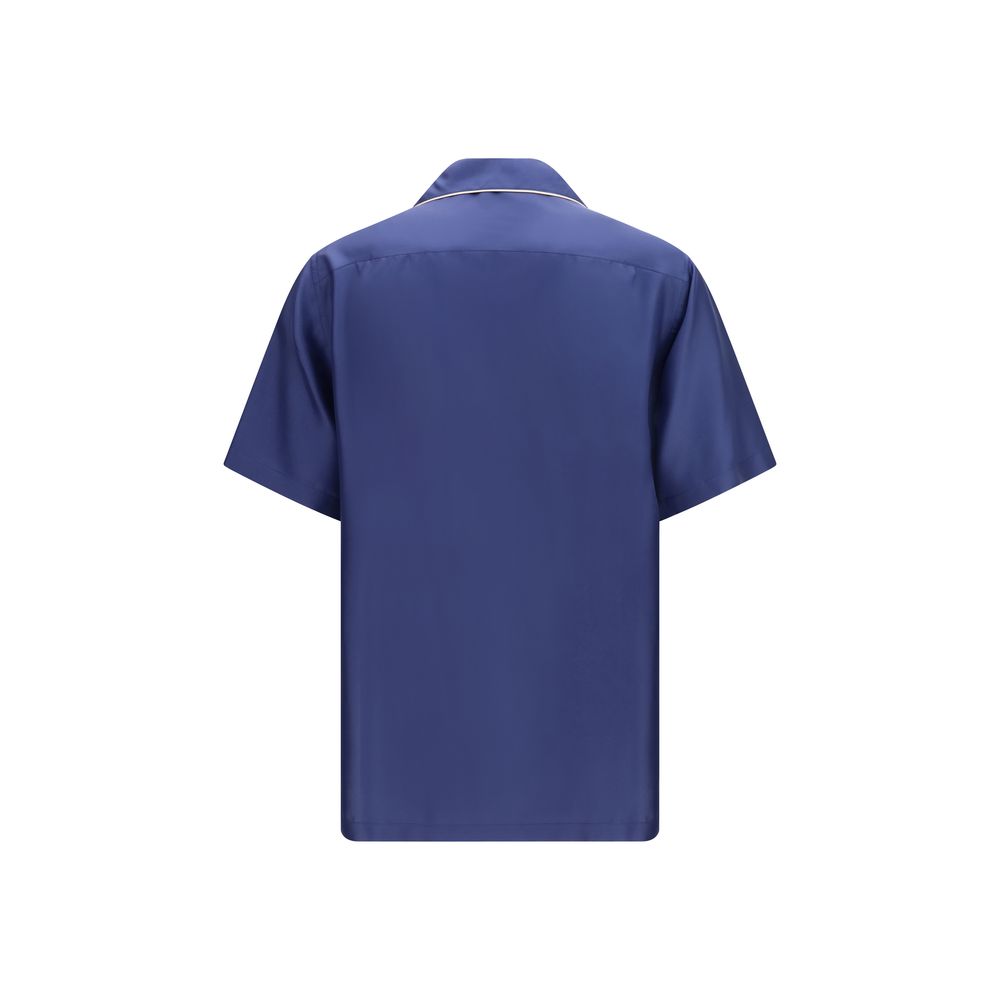Dolce & Gabbana Blue Silk Shortsleeve Shirt | Regal Royce
