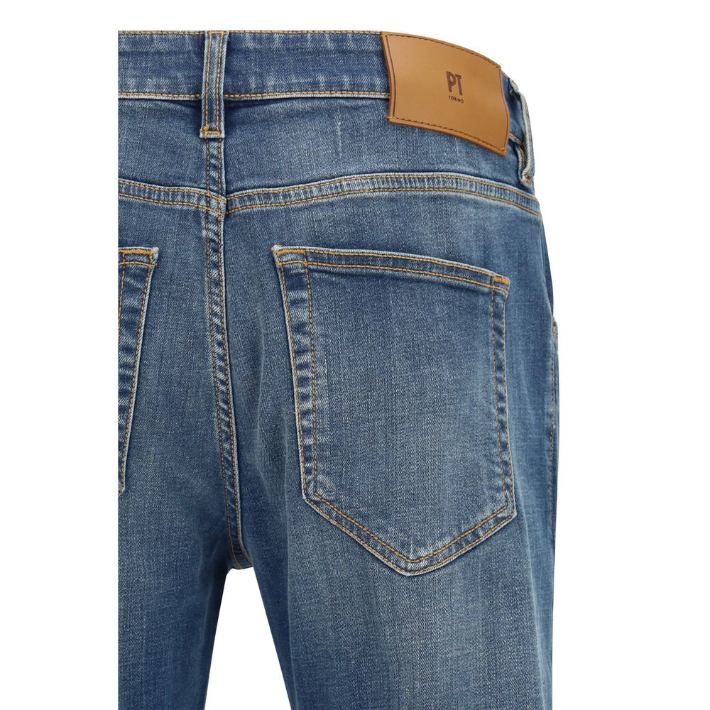 PT Torino Blue Cotton Tapered Jeans | Regal Royce