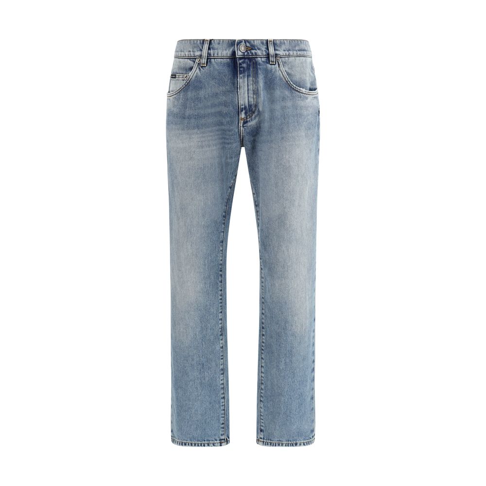 Dolce & Gabbana Blue Cotton Straight-Leg Jeans | Regal Royce