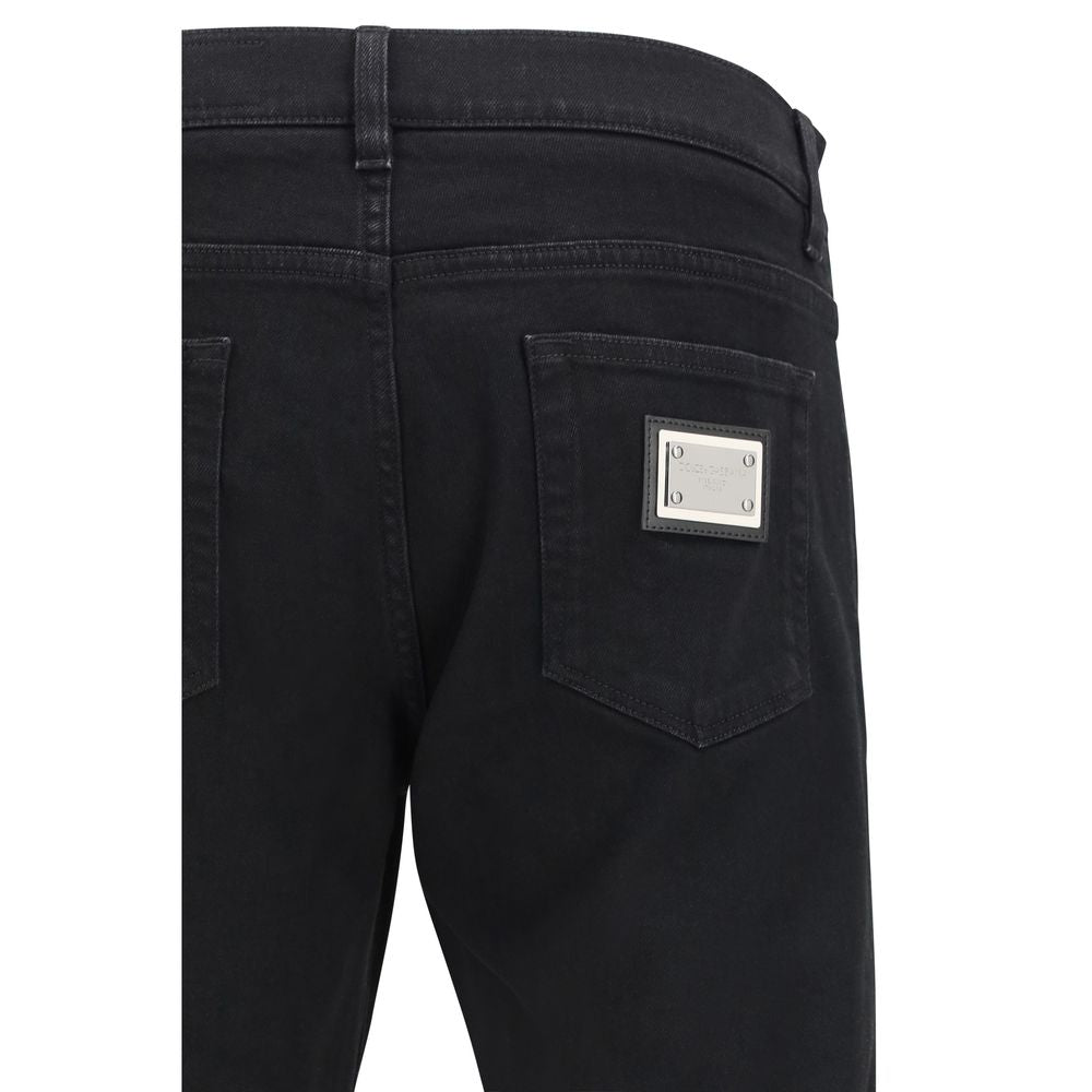 Dolce & Gabbana Black Cotton Slim Fit Jeans | Regal Royce