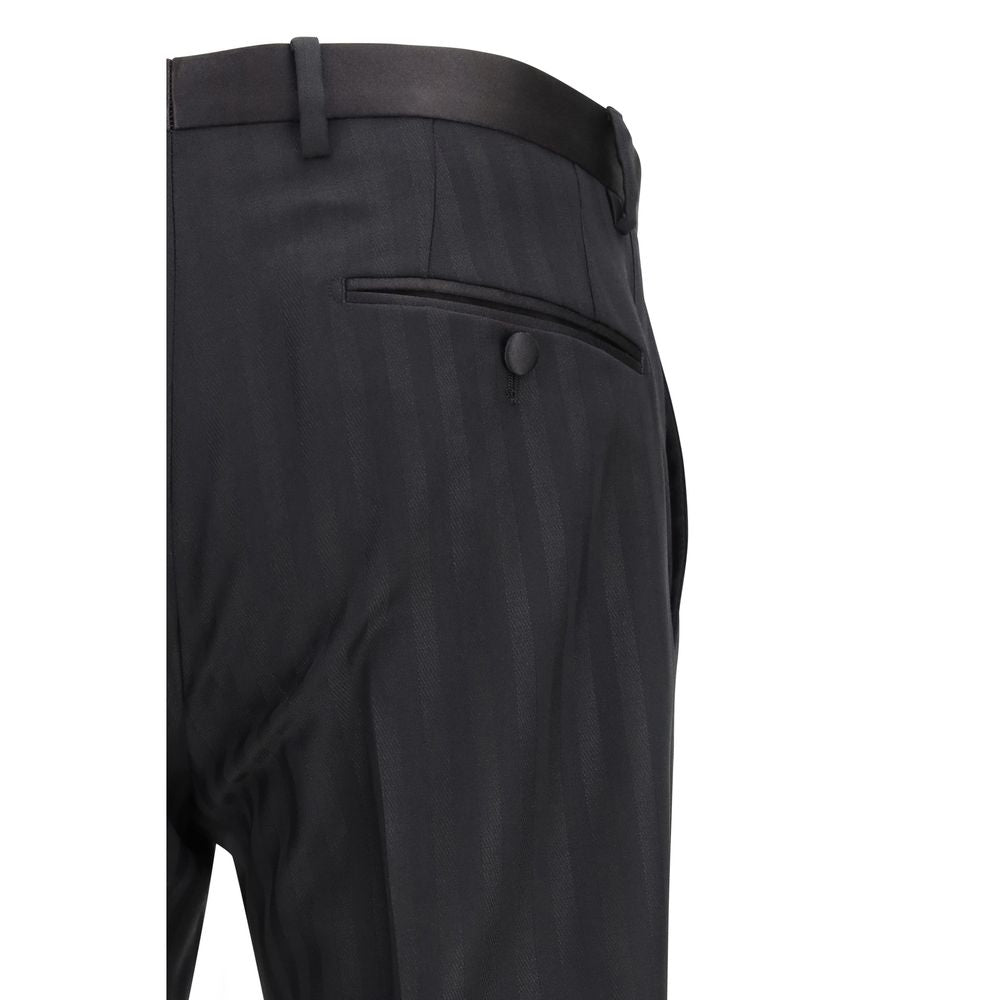Dolce & Gabbana Black Fleece Wool Casual Pants | Regal Royce