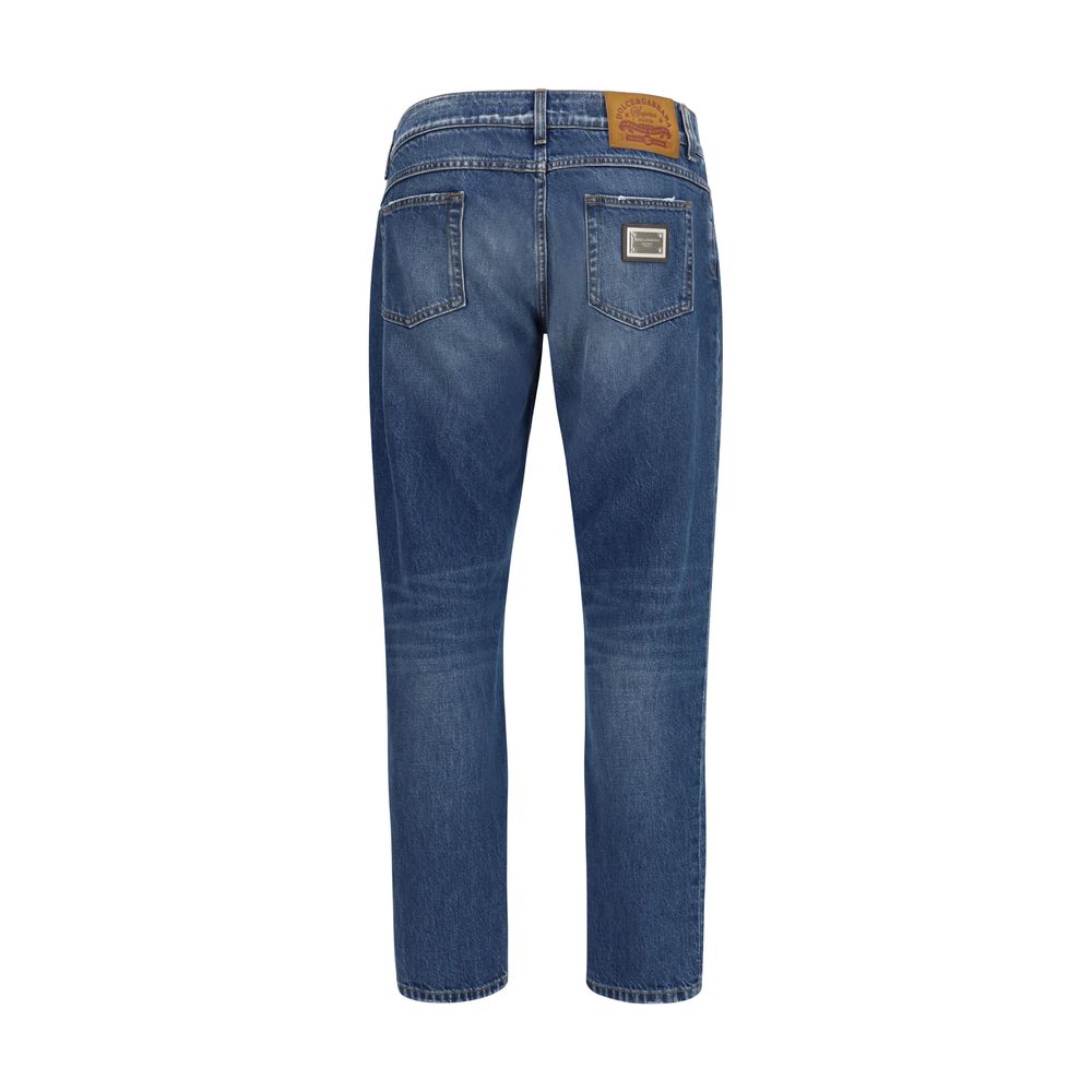 Dolce & Gabbana Blue Cotton Straight-Leg Jeans | Regal Royce