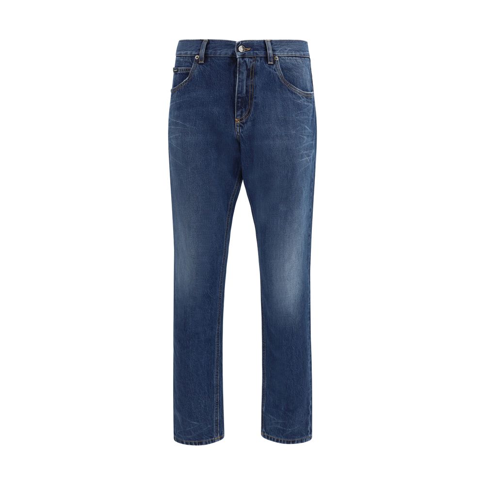Dolce & Gabbana Blue Cotton Straight-Leg Jeans | Regal Royce