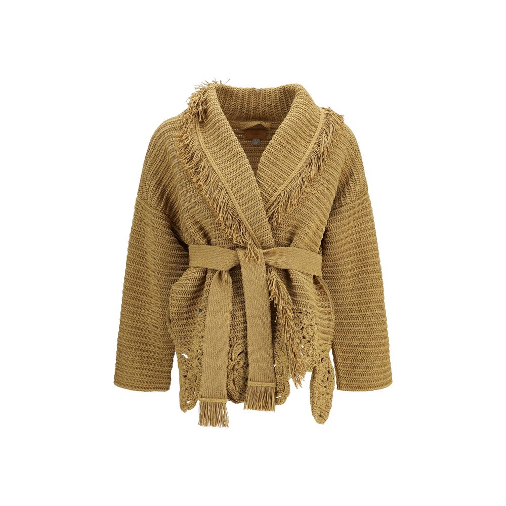 Alanui Gold Polyester Cardigan | Regal Royce