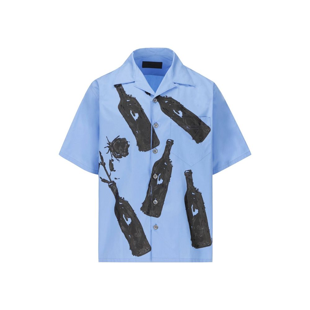 Prada Blue Cotton Pattern Shirt | Regal Royce
