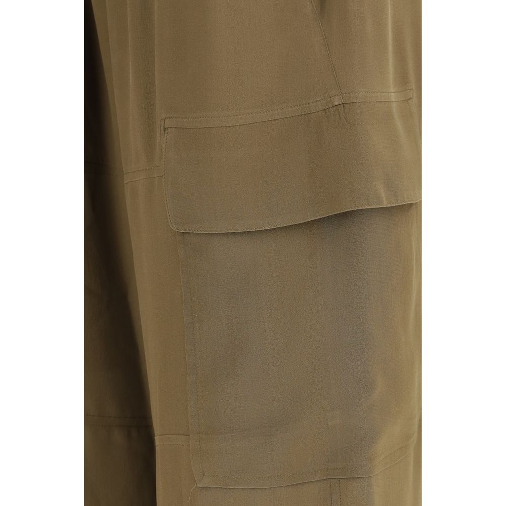 Petar Petrov Brown Silk Cargo Pants | Regal Royce
