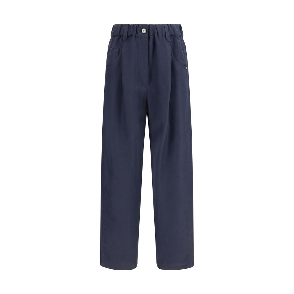Brunello Cucinelli Blue Viscose Casual Pants | Regal Royce
