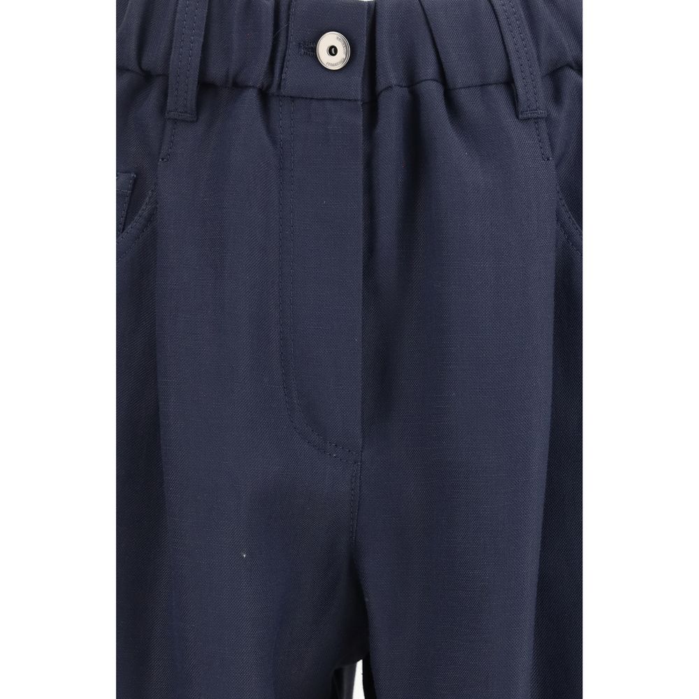 Brunello Cucinelli Blue Viscose Casual Pants | Regal Royce