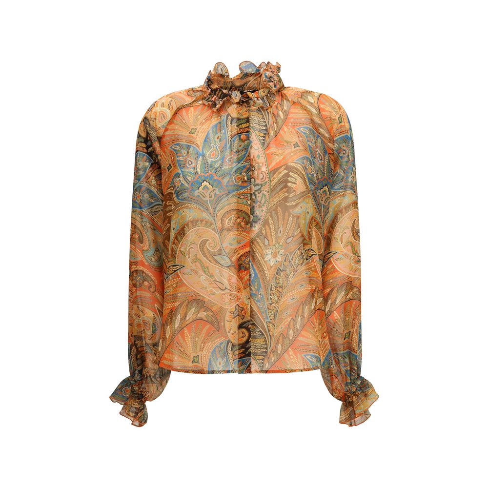Etro Orange Silk Pattern Shirt | Regal Royce