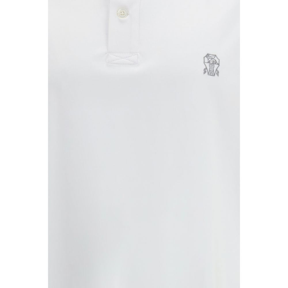 Brunello Cucinelli White Cotton Polo Shirt | Regal Royce