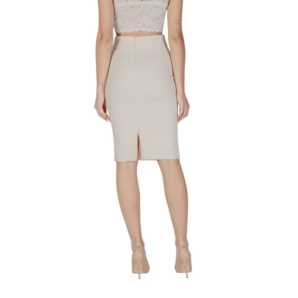 Rinascimento Beige Polyester Midi Skirt | Regal Royce
