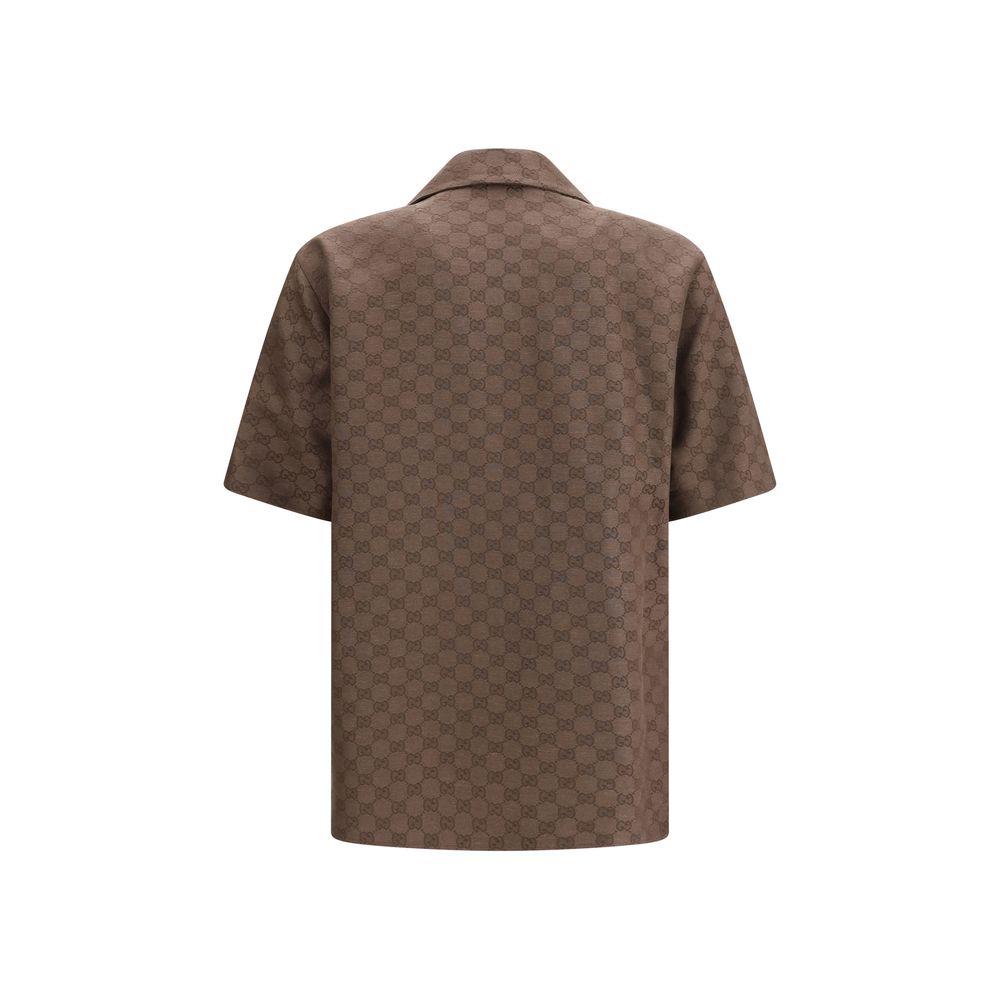 Gucci Brown Linen Shortsleeve Shirt | Regal Royce