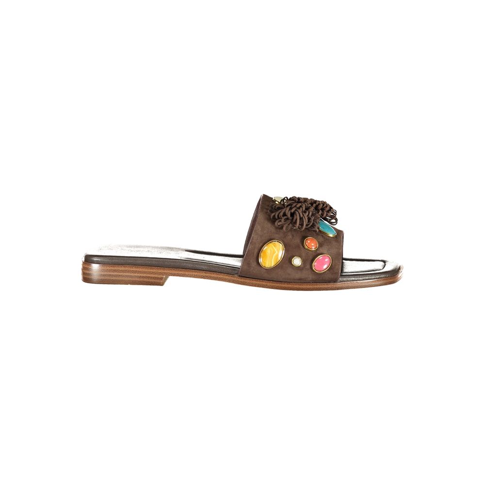 Twinset Marrone Leather Women Slipper | Regal Royce