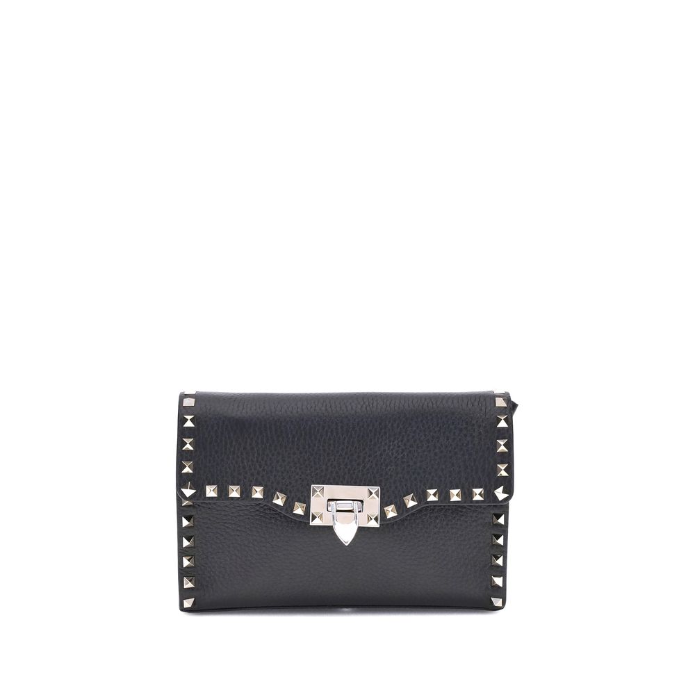 Valentino Garavani Black Calf Leather Bos Taurus Shoulder Bag | Regal Royce