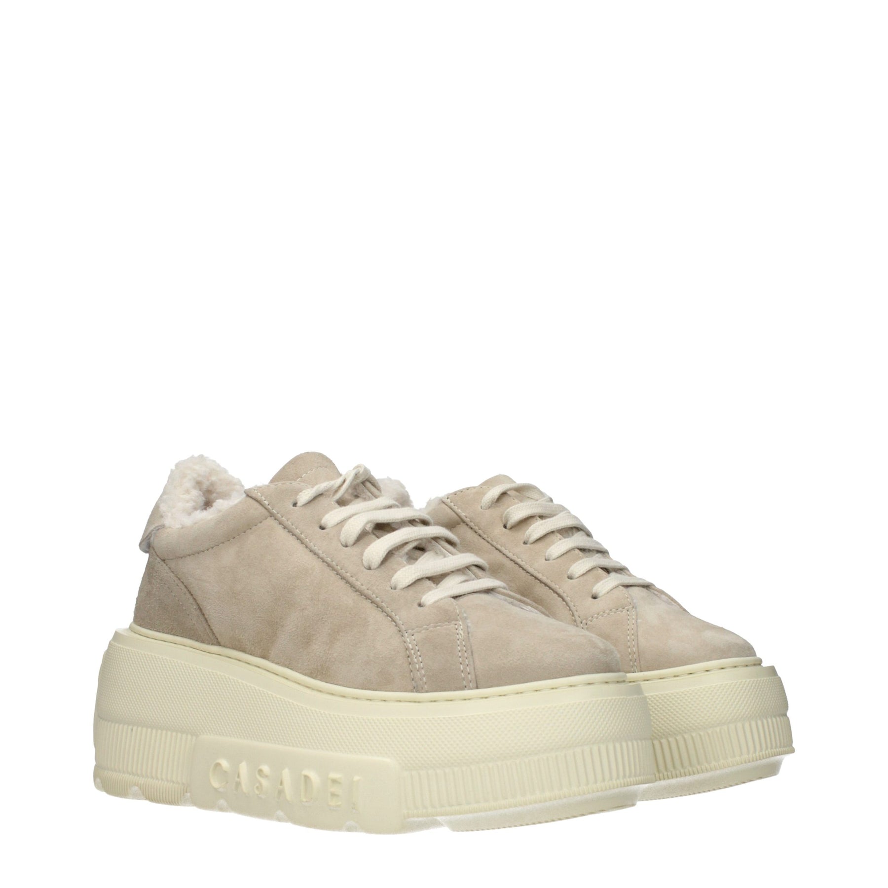 Casadei Beige Leather Chunky Sneakers | Regal Royce