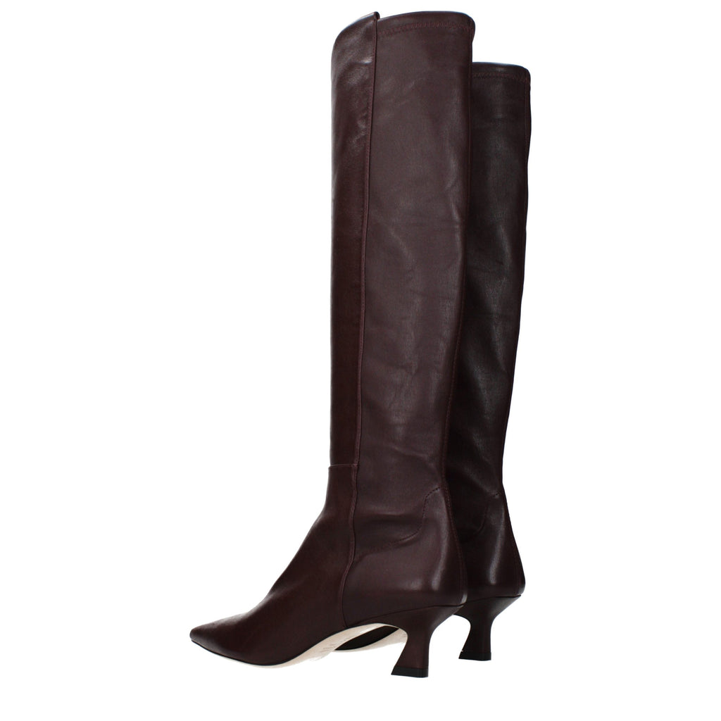 Stuart Weitzman Red Leather High Heel Boots