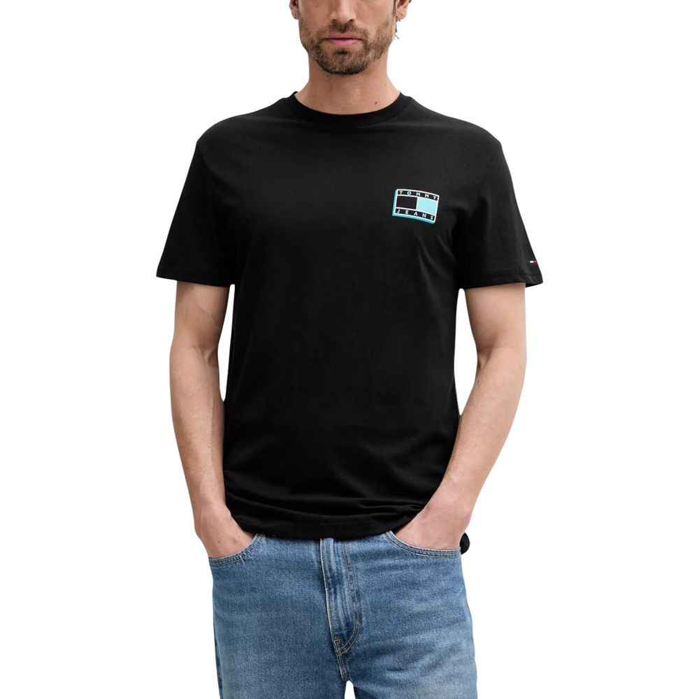 Tommy Hilfiger Jeans Black Recycled Cotton T-Shirt | Regal Royce