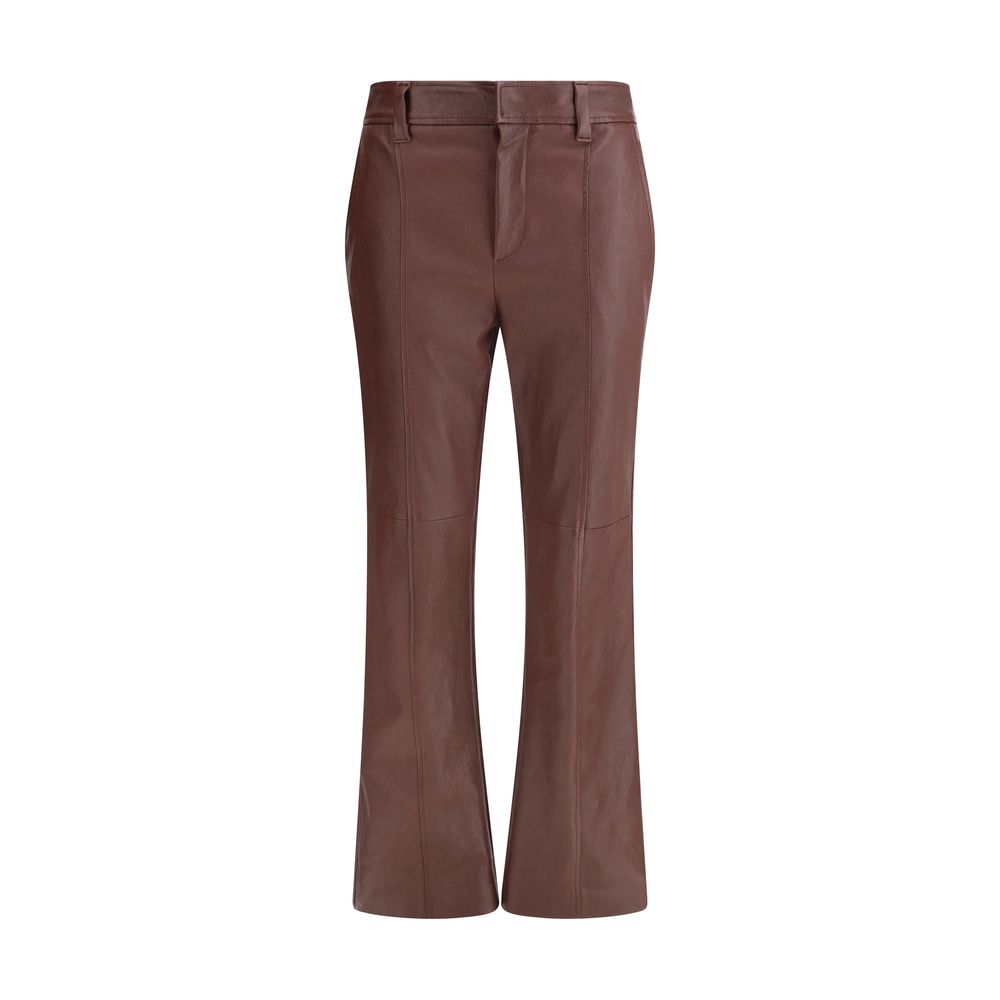 Brunello Cucinelli Bordeaux Leather Pants | Regal Royce