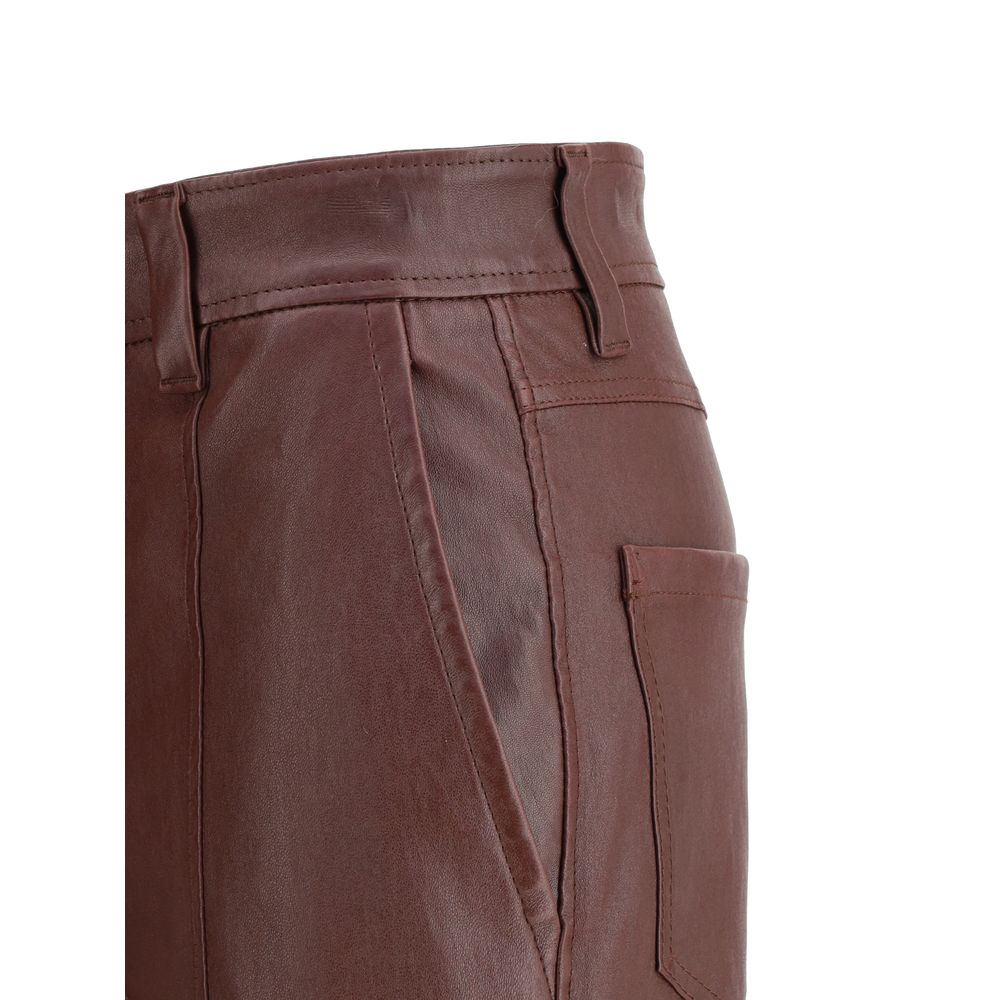 Brunello Cucinelli Bordeaux Leather Pants | Regal Royce