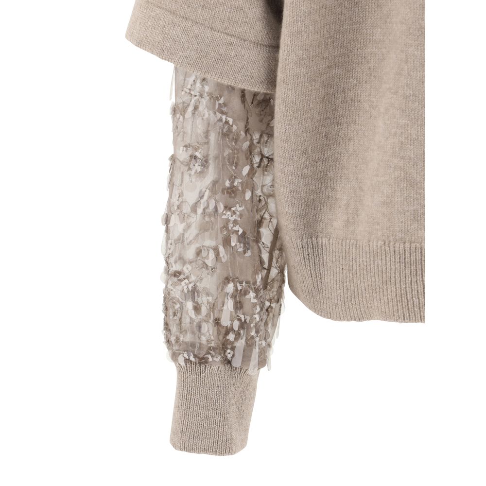 Brunello Cucinelli Brown Calf Leather Bos Taurus Turtleneck | Regal Royce