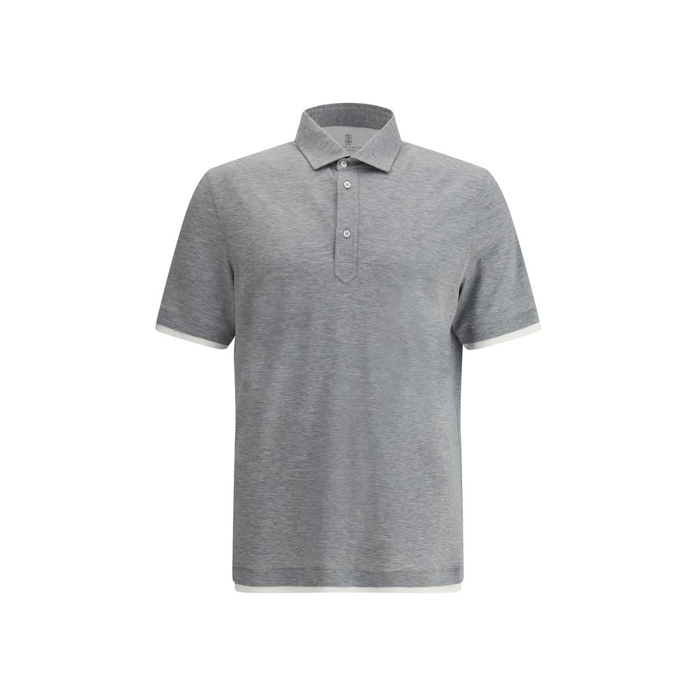 Brunello Cucinelli Gray Cotton Polo Shirt | Regal Royce