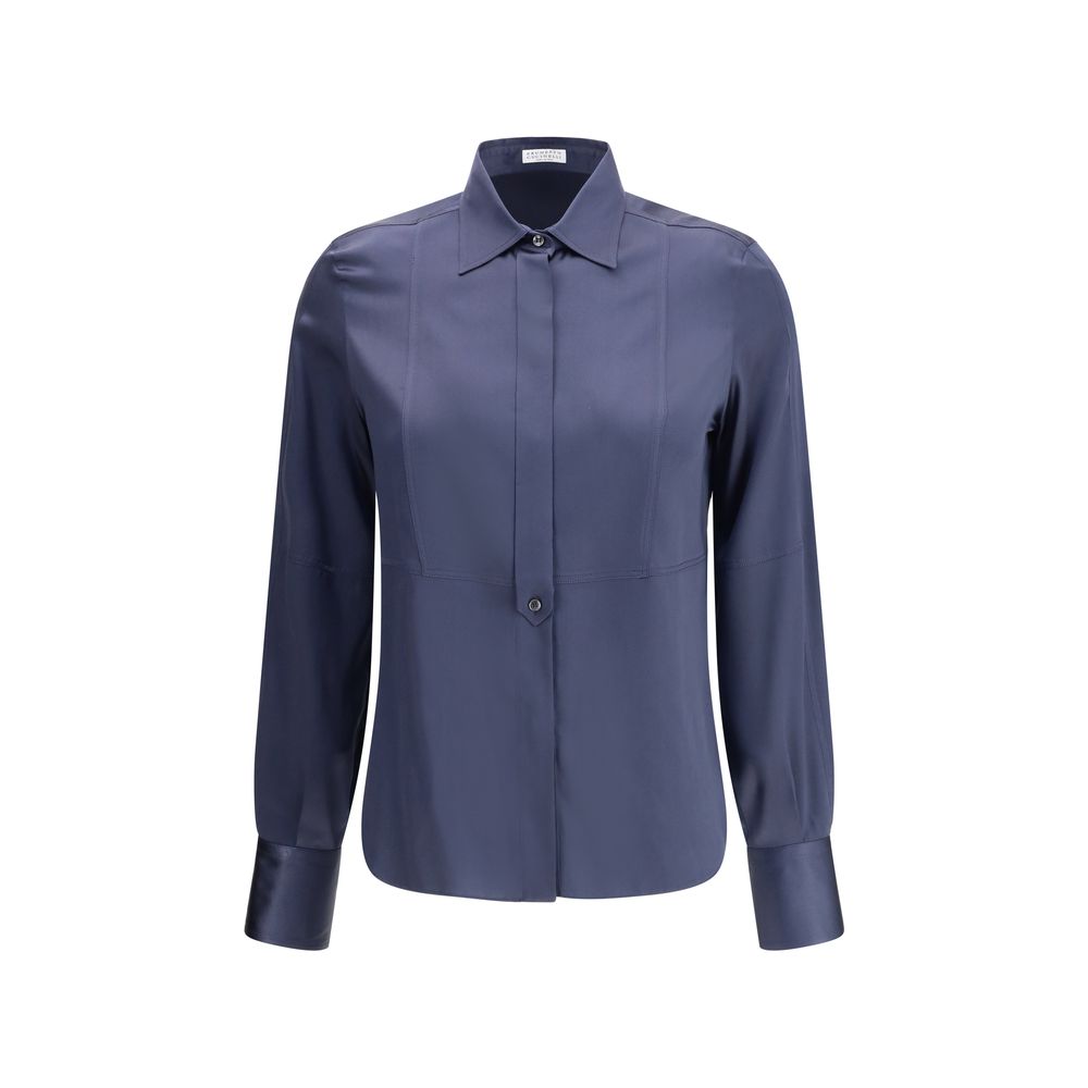 Brunello Cucinelli Blue Silk Blouse | Regal Royce