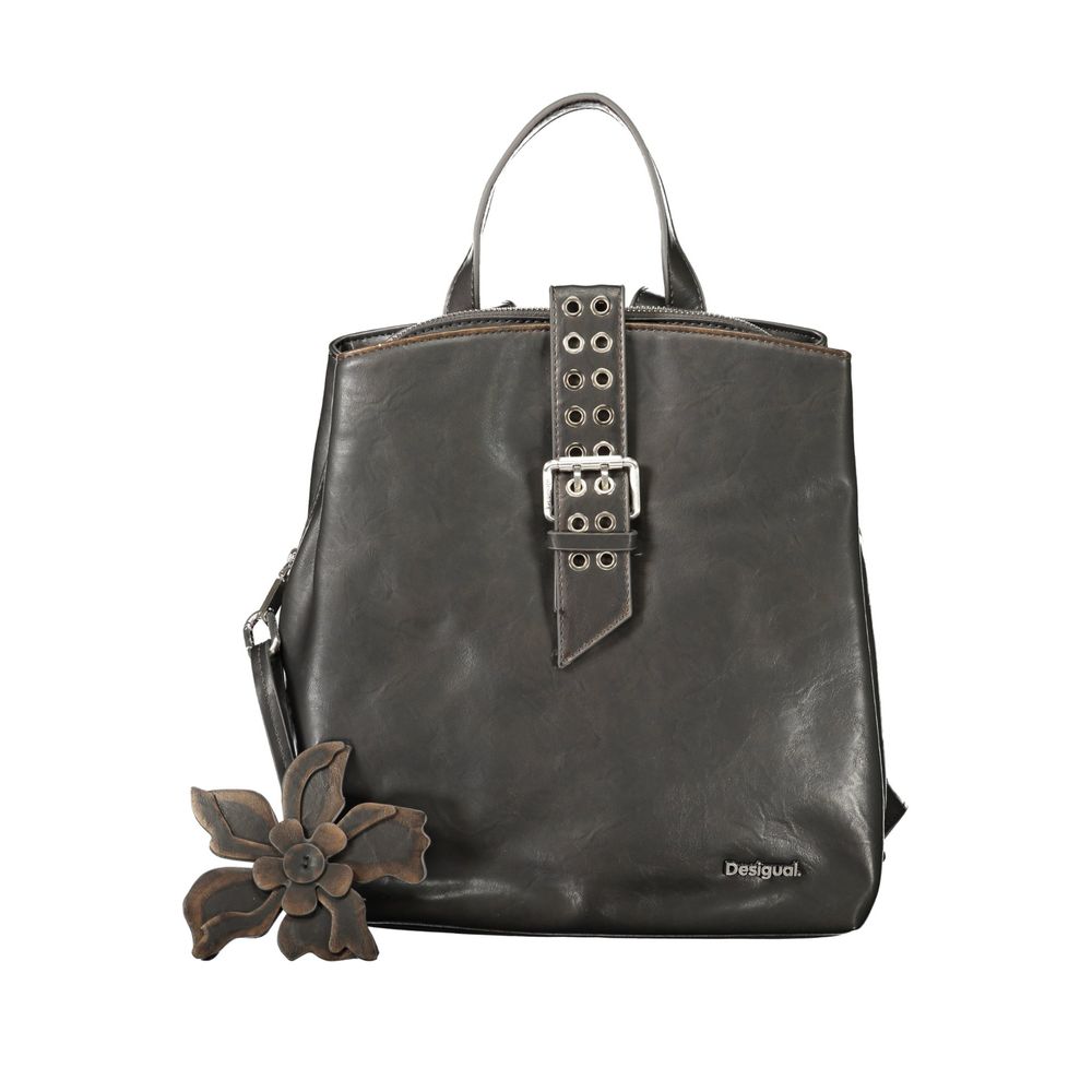 Desigual Black Polyurethane Women Backpack | Regal Royce