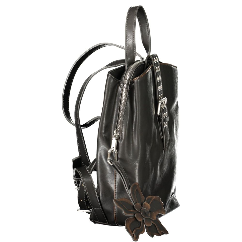 Desigual Black Polyurethane Women Backpack | Regal Royce