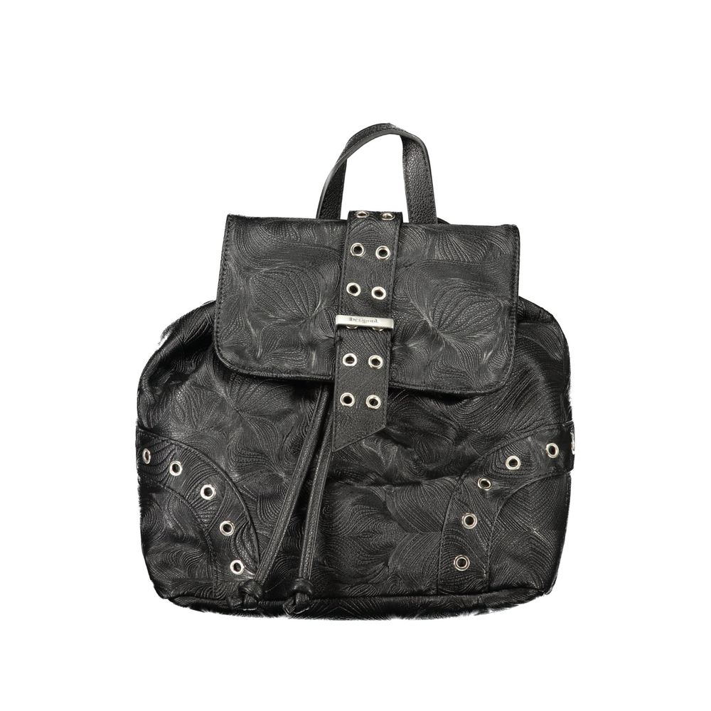 Desigual Black Polyurethane Women Backpack | Regal Royce