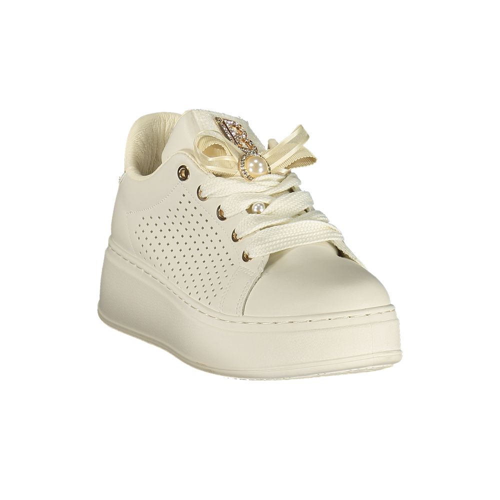 Laura Biagiotti Bianco Polyurethane Women Sneaker | Regal Royce