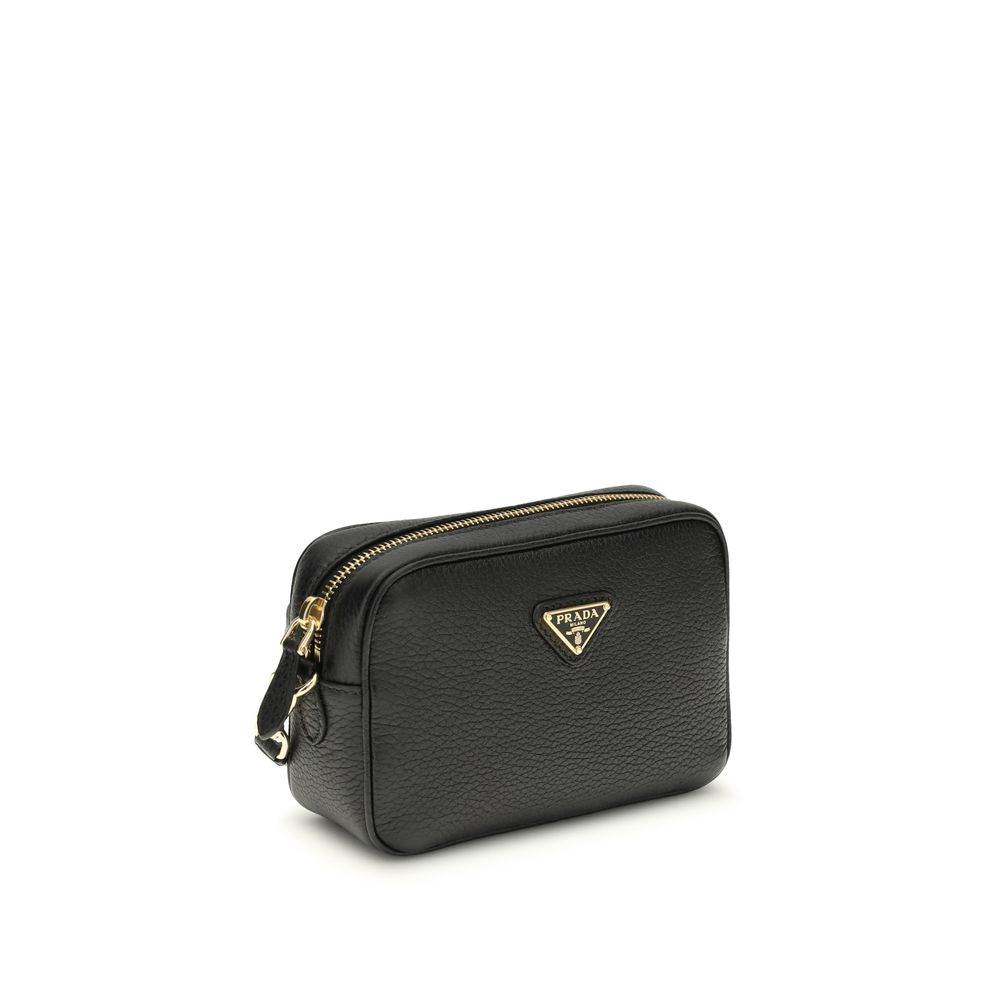 Prada Black Calf Leather Bos Taurus Shoulder Bag | Regal Royce