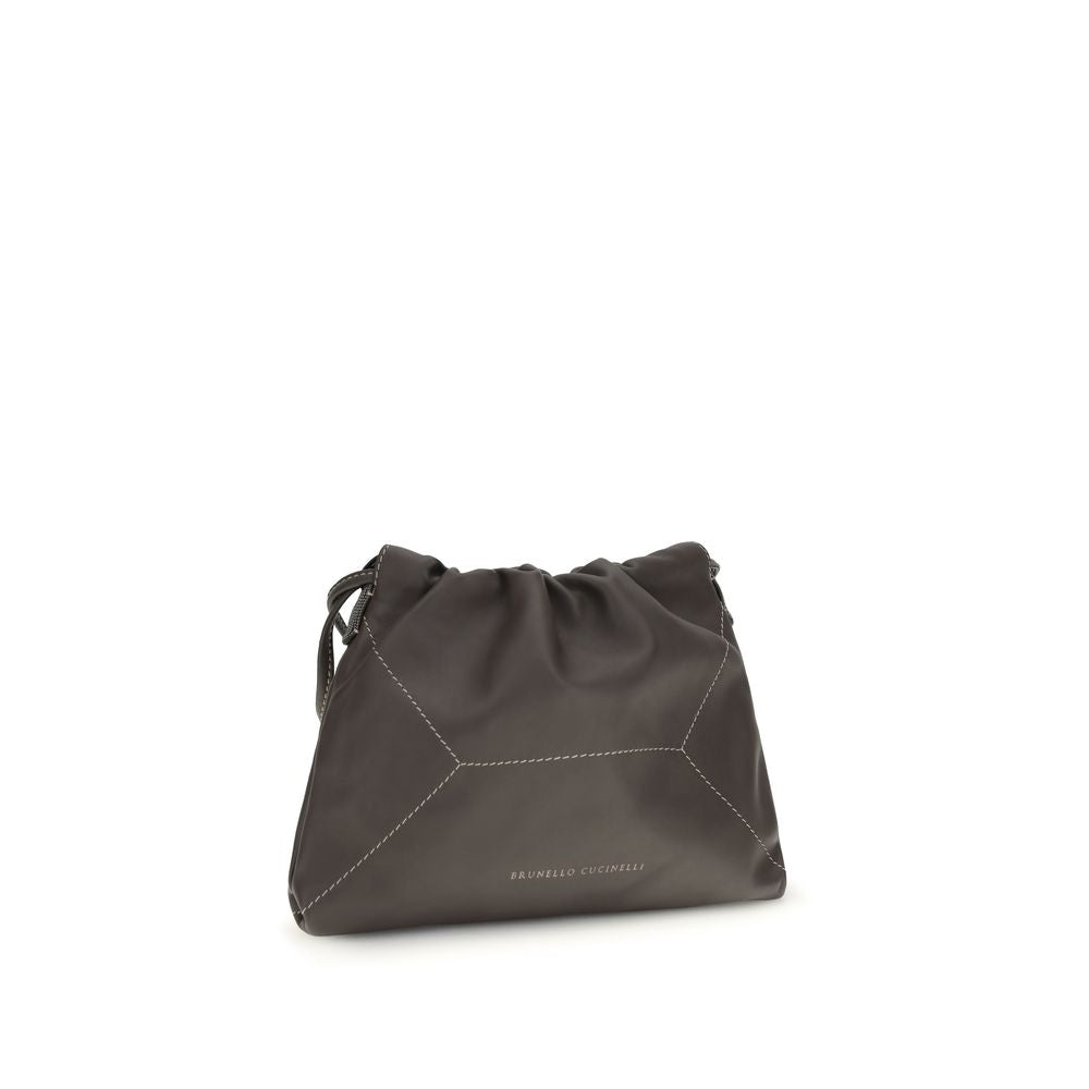 Brunello Cucinelli Brown Calf Leather Bos Taurus Shoulder Bag | Regal Royce