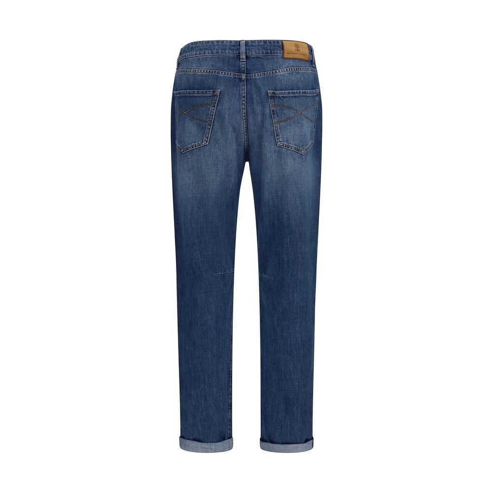 Brunello Cucinelli Blue Cotton Straight-Leg Jeans | Regal Royce