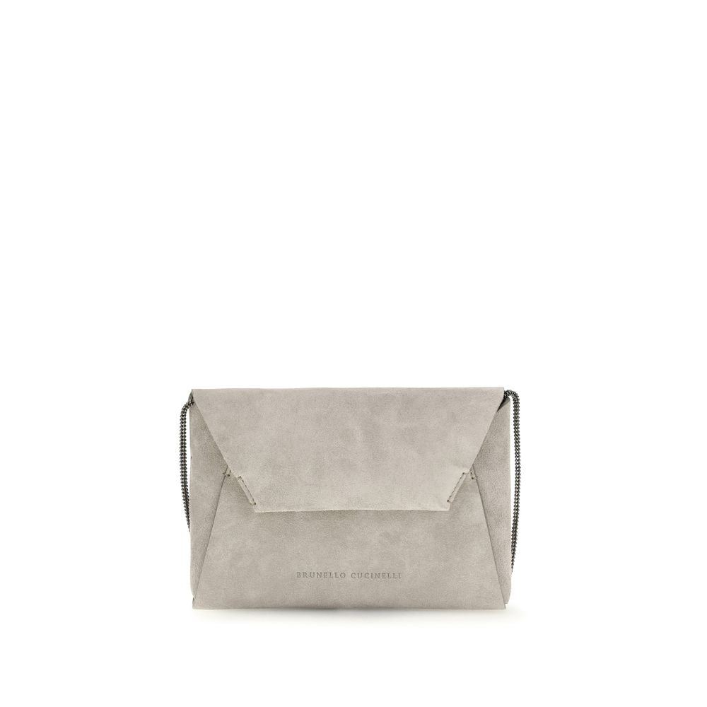 Brunello Cucinelli Gray Calf Leather Bos Taurus Shoulder Bag | Regal Royce