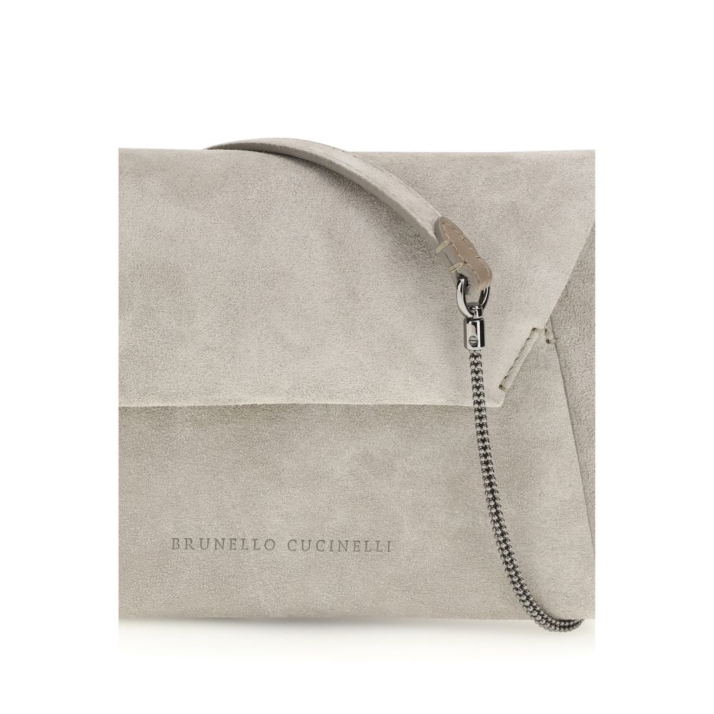 Brunello Cucinelli Gray Calf Leather Bos Taurus Shoulder Bag | Regal Royce