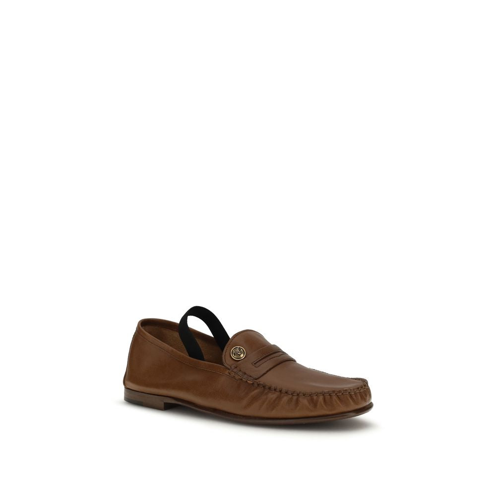Versace Brown Lamb Ovis Aries Aries Slip-On Loafers