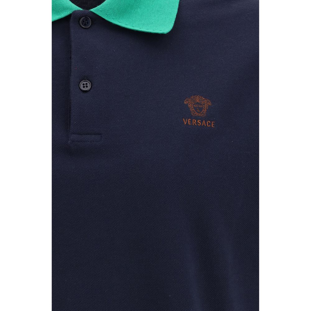 Versace Blue Cotton Polo Shirt | Regal Royce