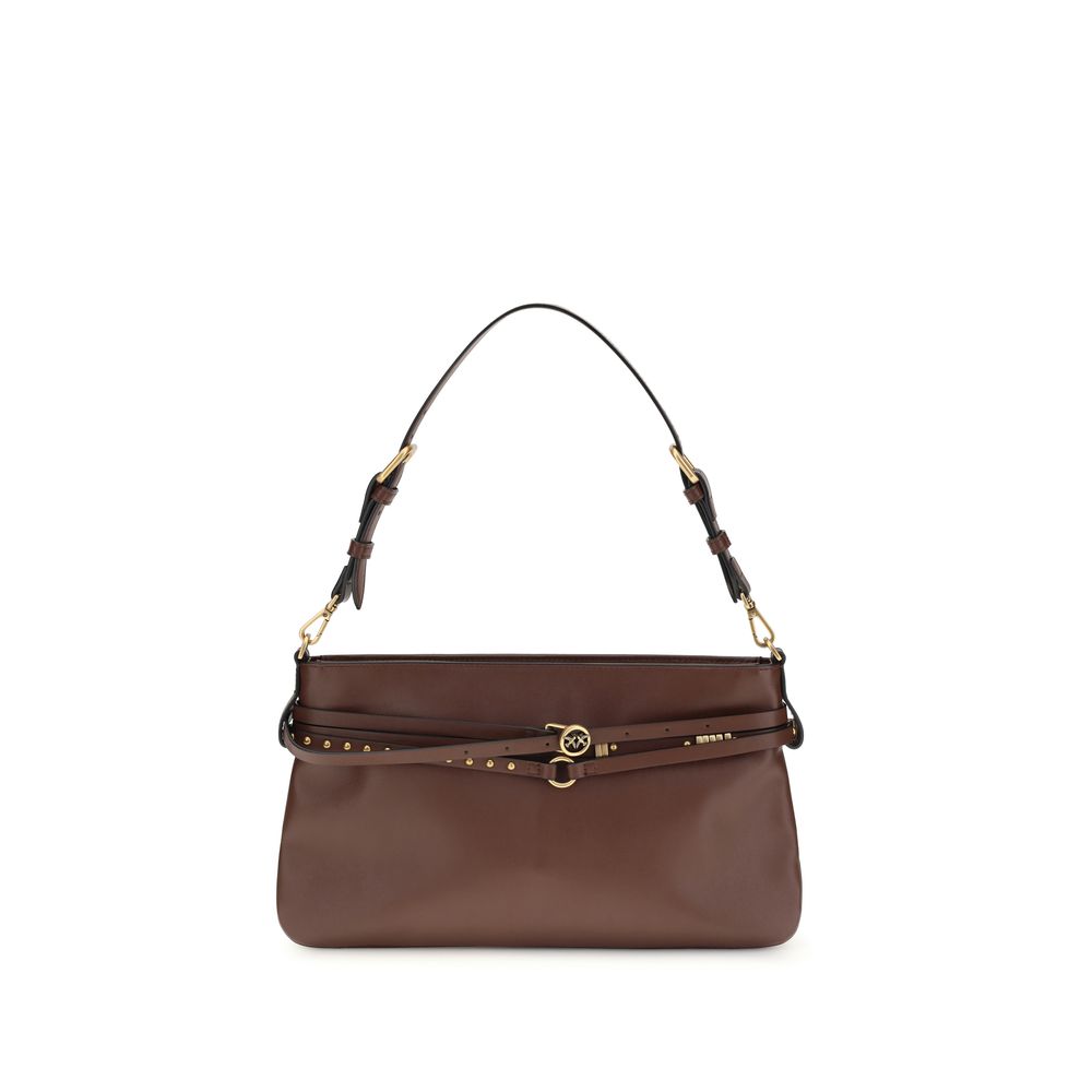 PINKO Brown Calf Leather Bos Taurus Shoulder Bag | Regal Royce