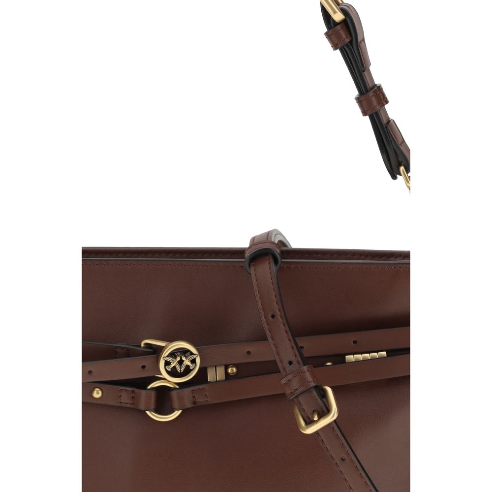 PINKO Brown Calf Leather Bos Taurus Shoulder Bag | Regal Royce