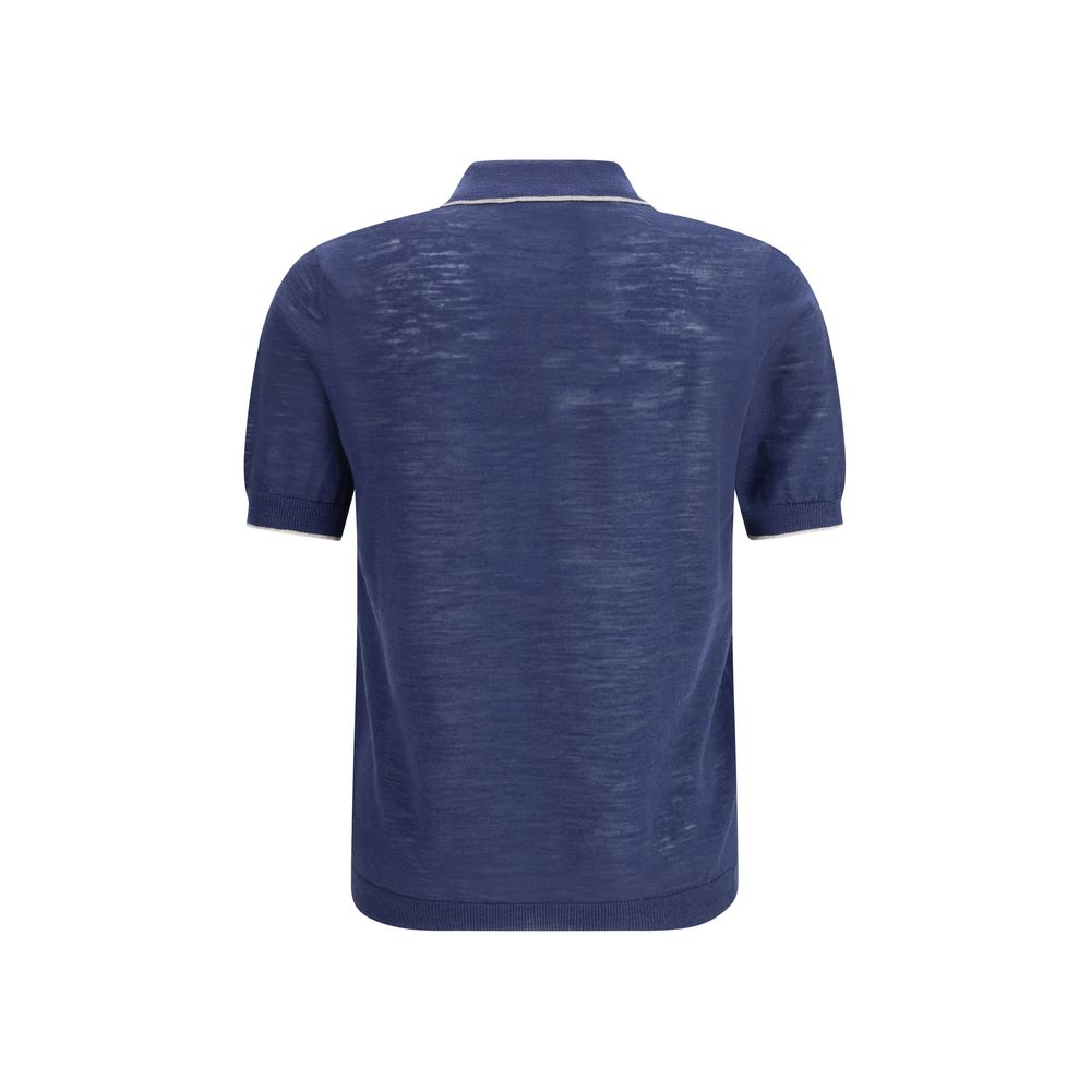 Brooksfield Blue Linen Polo Shirt | Regal Royce