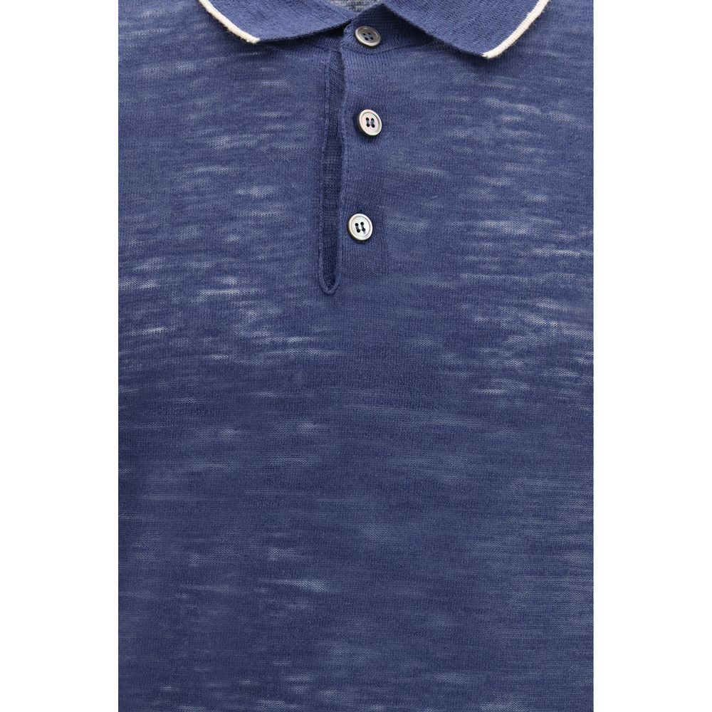 Brooksfield Blue Linen Polo Shirt | Regal Royce