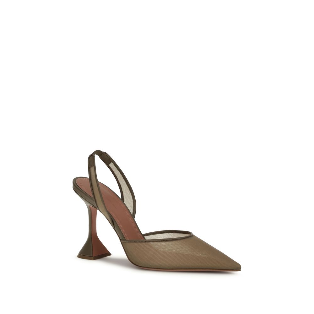 Amina Muaddi Brown Fabric High Heel Pumps | Regal Royce