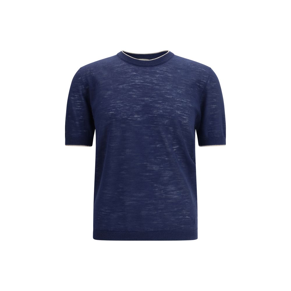 Brooksfield Blue Linen Shortsleeve Shirt | Regal Royce