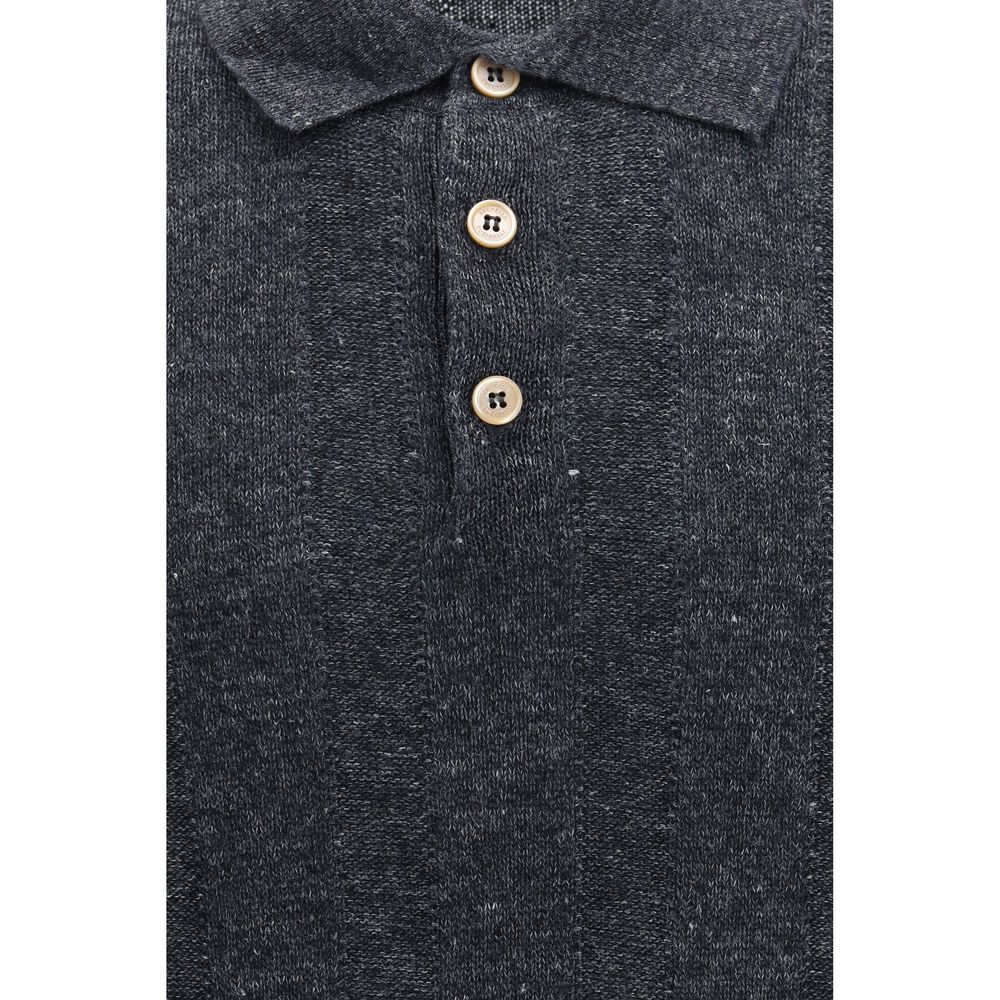 Brunello Cucinelli Gray Cotton Polo Shirt | Regal Royce