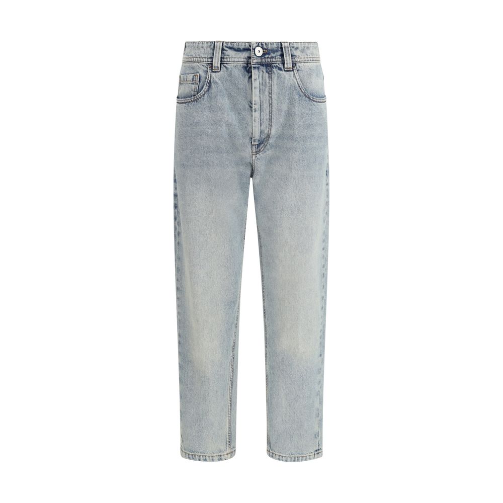 Brunello Cucinelli Blue Cotton Straight-Leg Jeans | Regal Royce