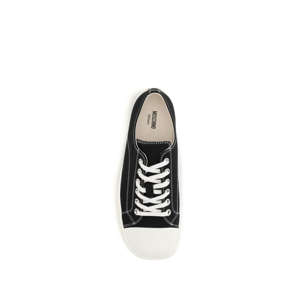 Moschino Black Cotton Low Top Sneakers | Regal Royce