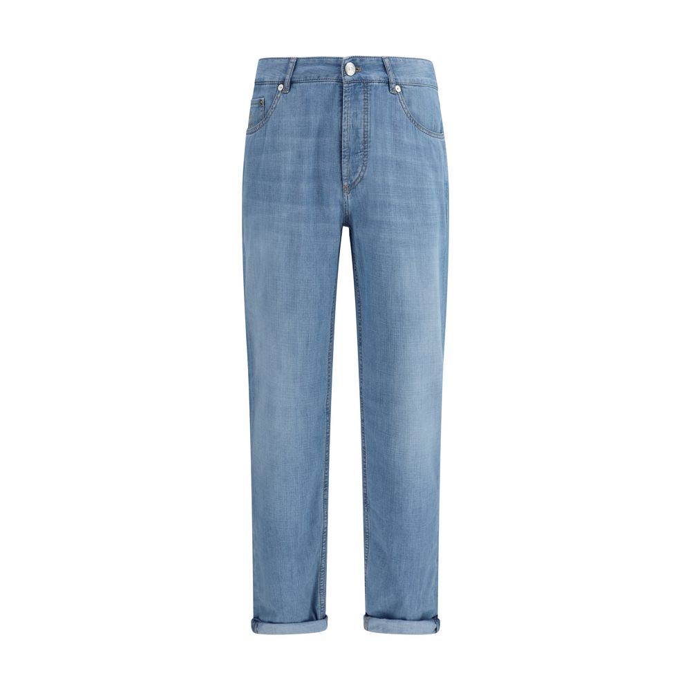 Brunello Cucinelli Blue Cotton Relaxed Fit Jeans | Regal Royce