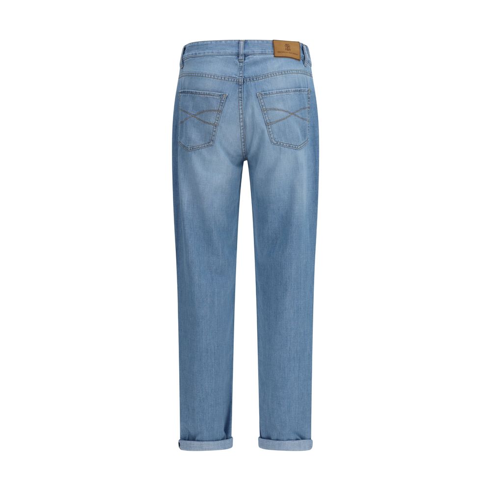 Brunello Cucinelli Blue Cotton Relaxed Fit Jeans | Regal Royce